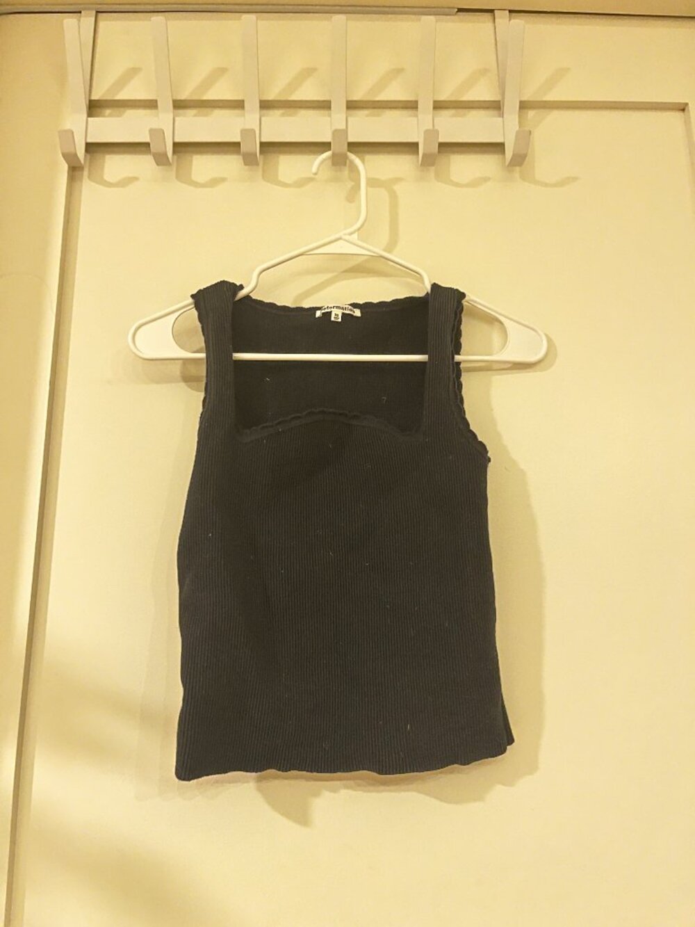 Reformation Black Ribbed Scalloped Sweater Tank